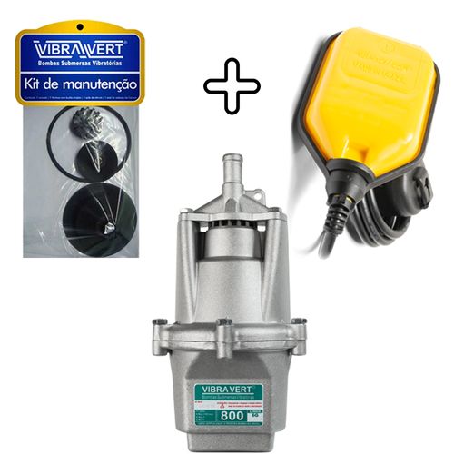 Bomba Submersa De Poço Vibra Vert 800 + Boia De Nível + Kit de Manutenção Extra 110/127V